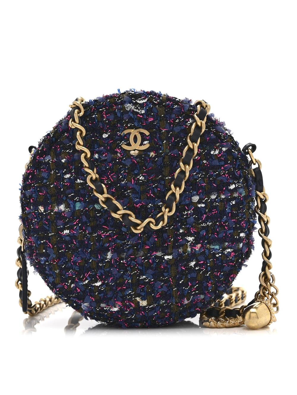 Chanel Tweed Quilted Round Clutch With #260512C19B